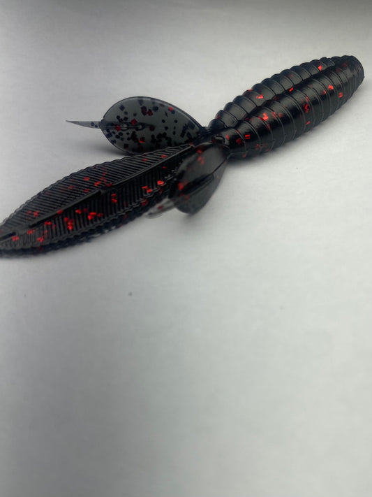 6 pack of Black And Red Timber Craws